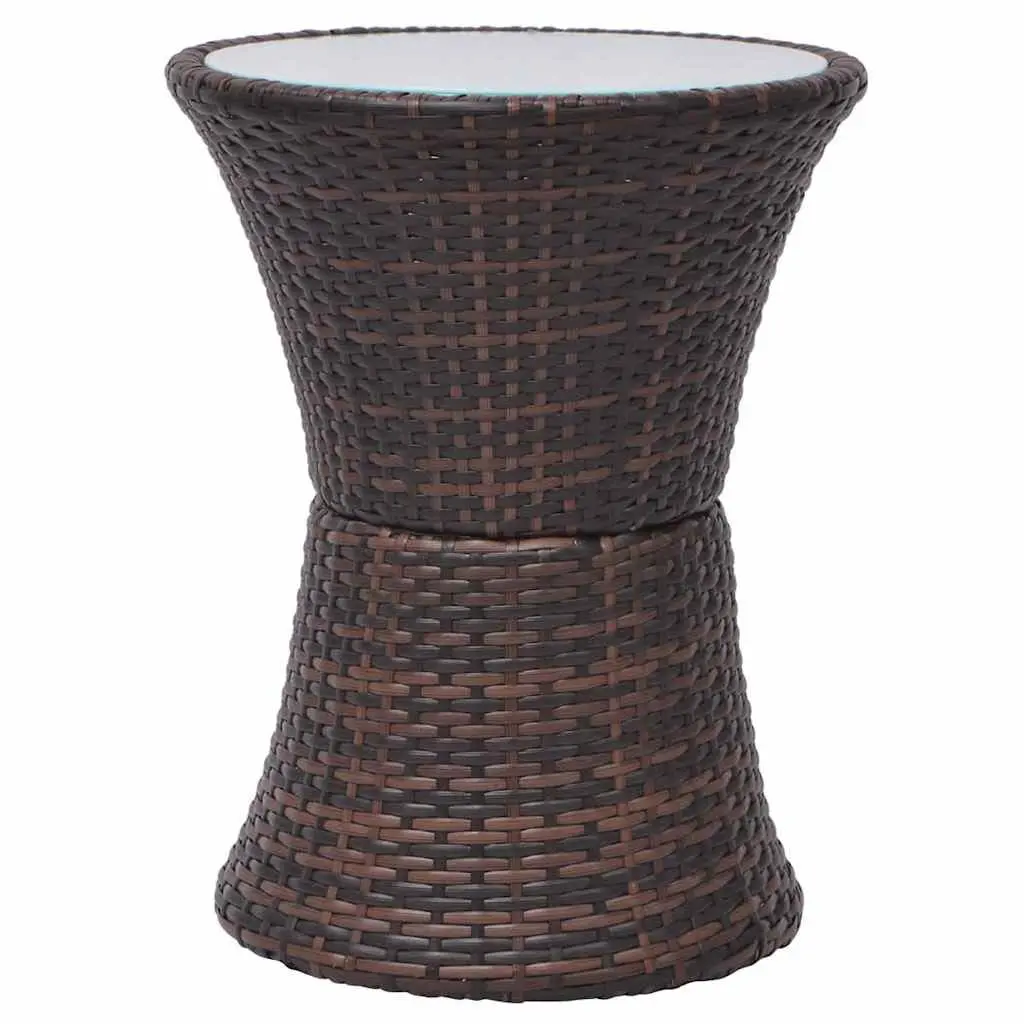 3 Piece Bistro Set Outdoor Rattan Table with Cushions and Curved Backrest Chairs