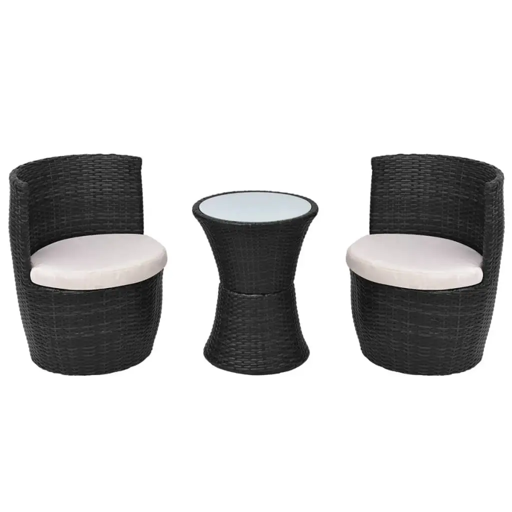 Rattan Patio Bistro Set Ergonomic Curved Backrest 3 Piece
