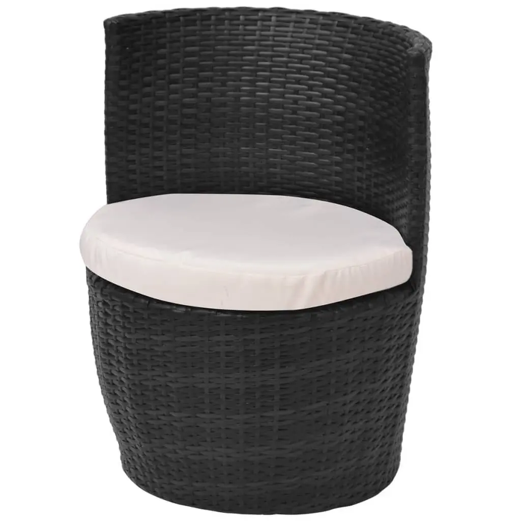 Rattan Patio Bistro Set Ergonomic Curved Backrest 3 Piece