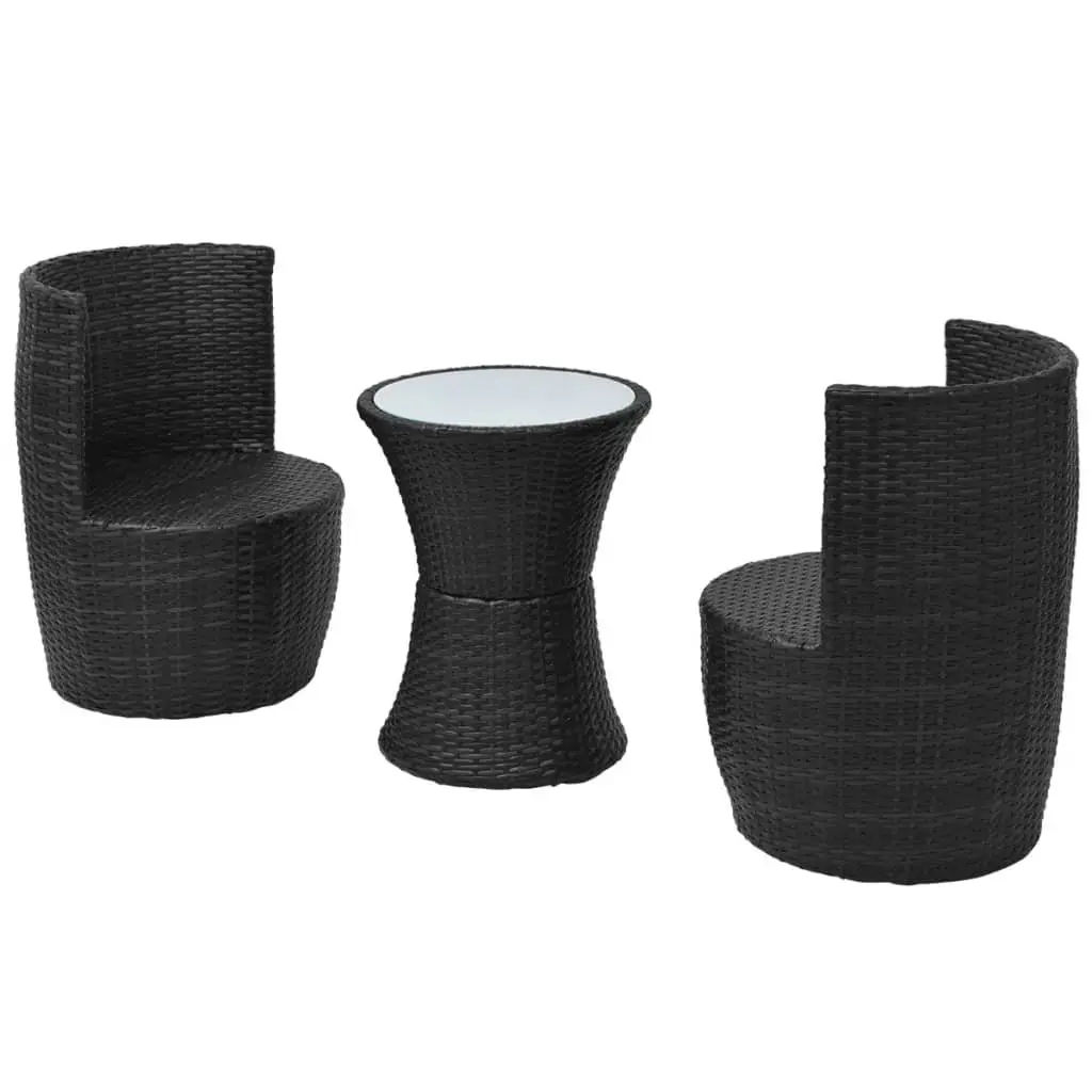 Rattan Patio Bistro Set Ergonomic Curved Backrest 3 Piece