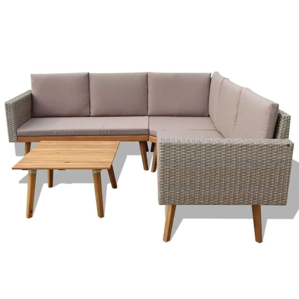Garden Lounge Set Modern Elegance 4 Piece Outdoor Furniture Poly Rattan Patio Sofa with Cushions