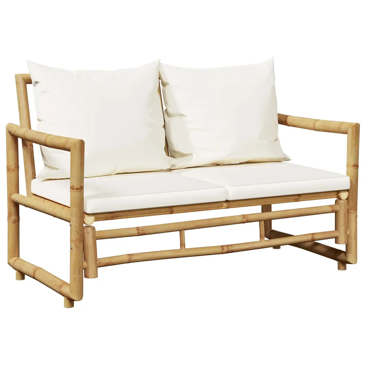Bamboo Outdoor Sofa 2 Seater with Cushions Brown Weather-Resistant