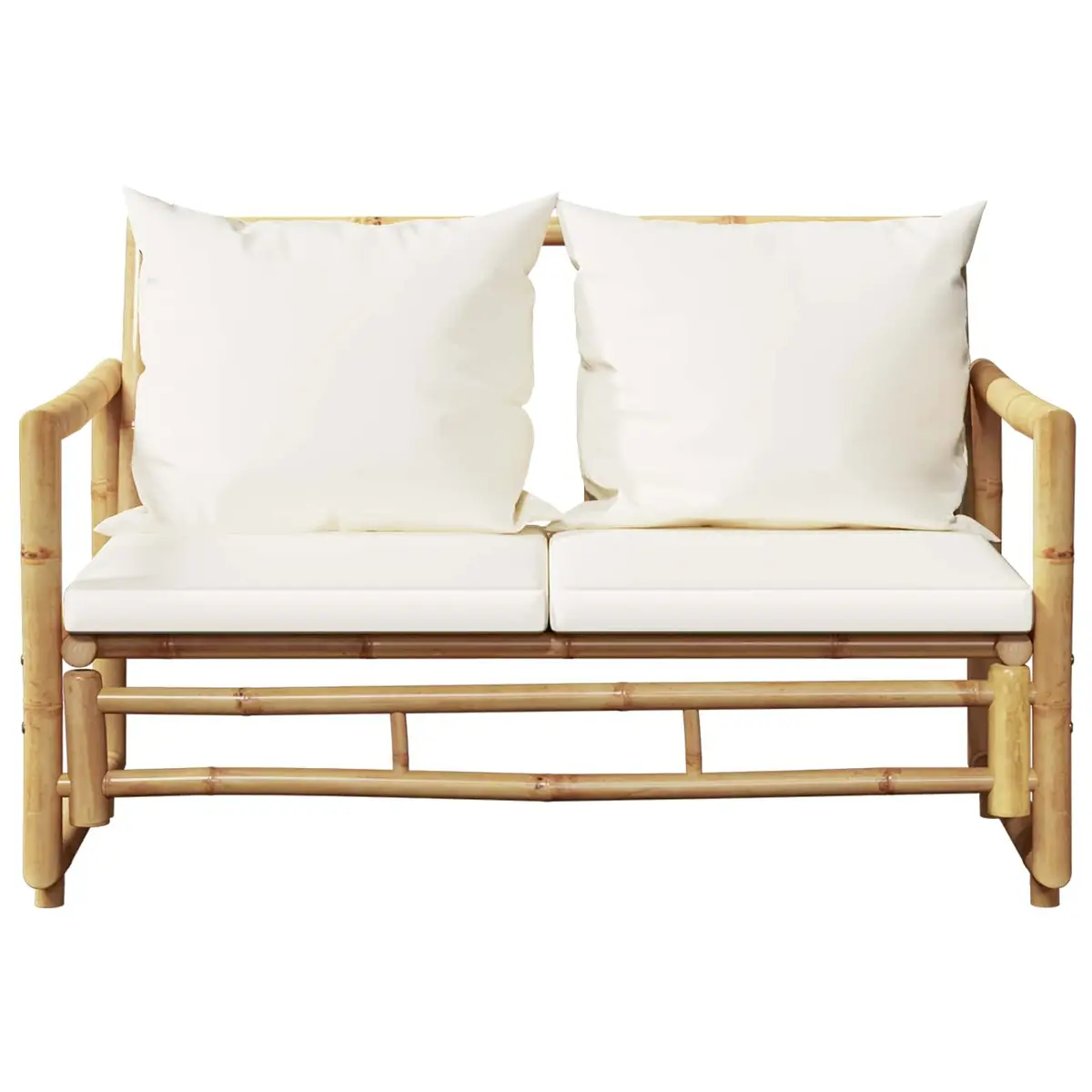 Bamboo Outdoor Sofa 2 Seater with Cushions Brown Weather-Resistant