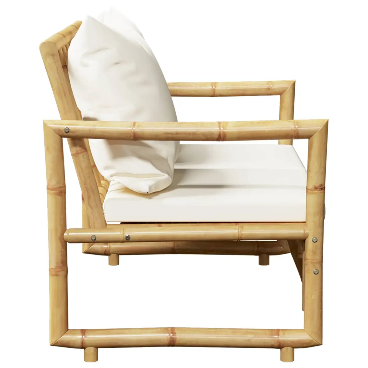 Bamboo Outdoor Sofa 2 Seater with Cushions Brown Weather-Resistant