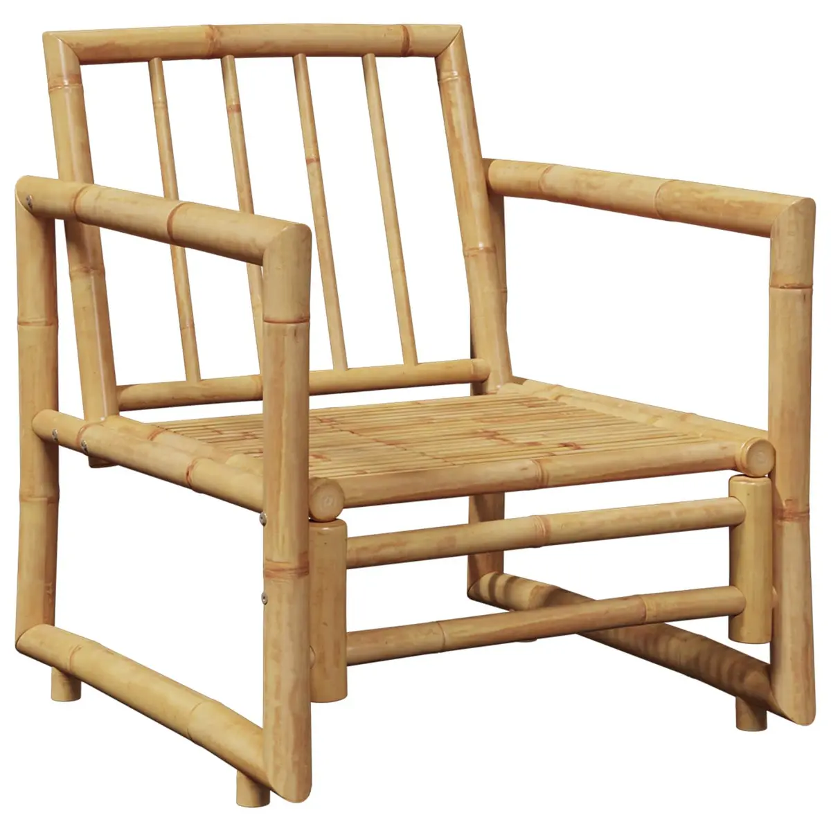 Bamboo Garden Chairs Set 2 pcs with Cushions Backrest for Outdoor Patio Seating