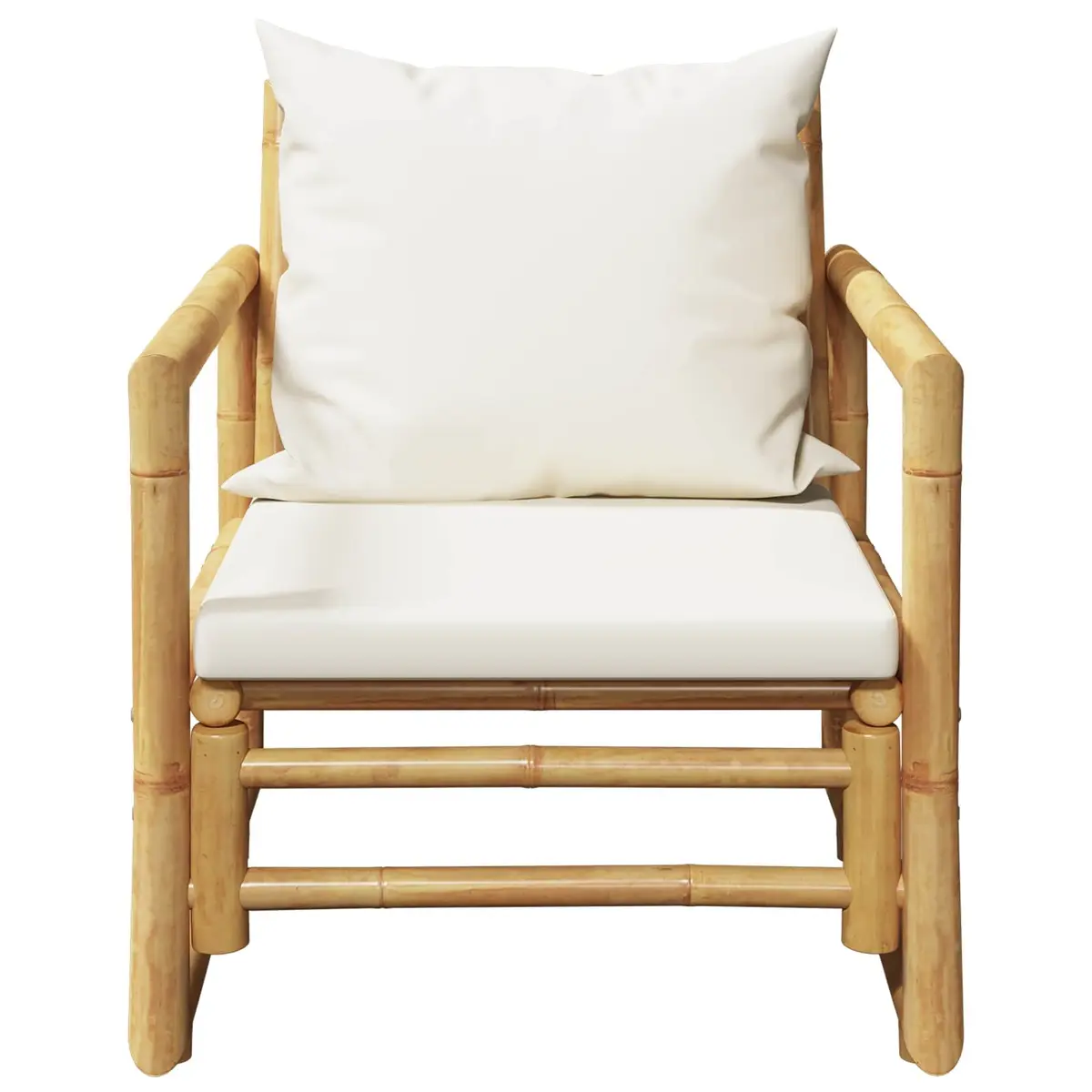 Bamboo Garden Chairs Set 2 pcs with Cushions Backrest for Outdoor Patio Seating
