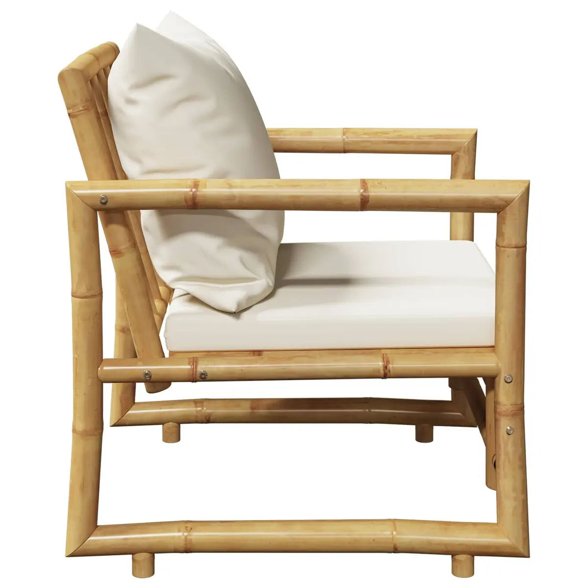 Bamboo Garden Chairs Set 2 pcs with Cushions Backrest for Outdoor Patio Seating