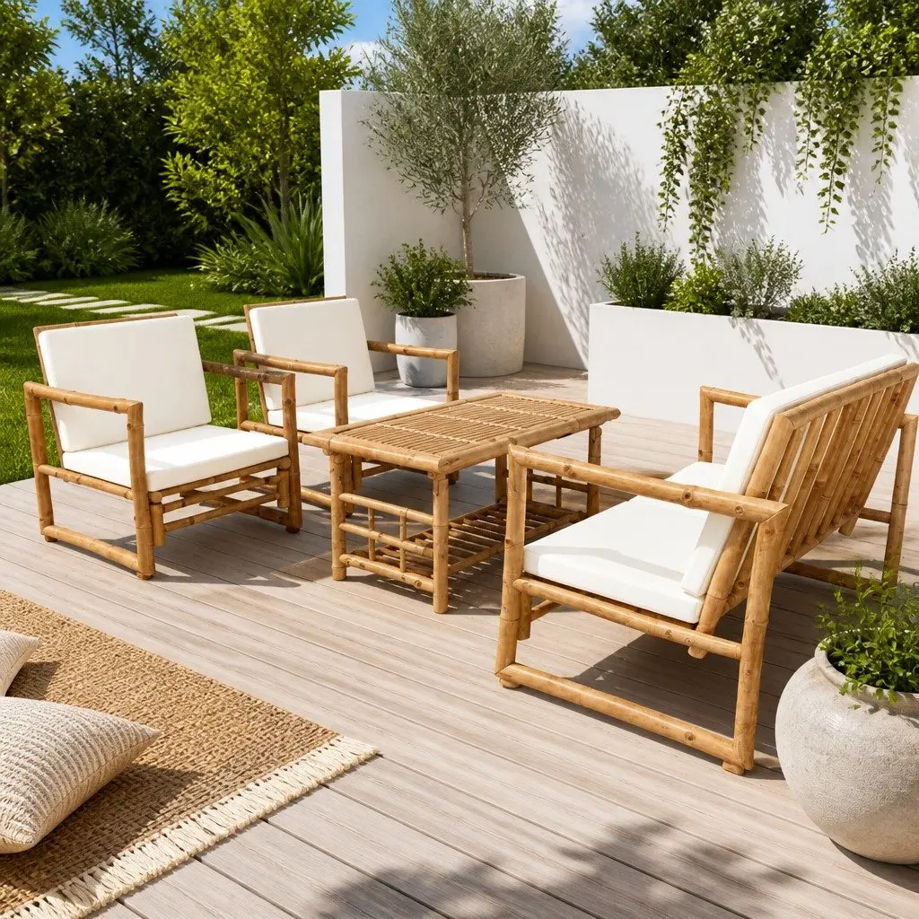 4 Piece Bamboo Lounge Set