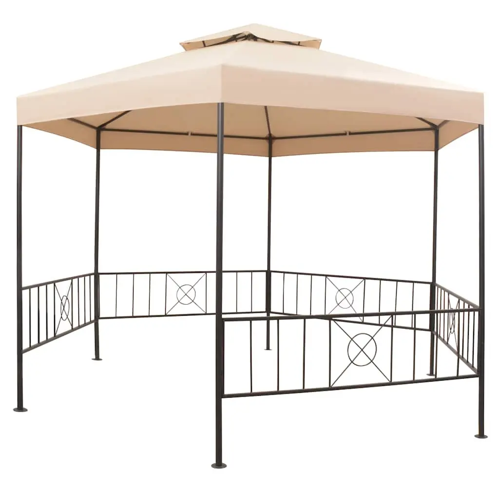Hexagonal Garden Gazebo Pavilion Tent Outdoor Canopy Shade Beige 323 x 265 cm