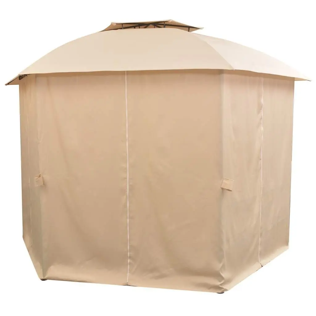 Hexagonal Garden Gazebo Pavilion Tent with Curtains 360 x 265 cm