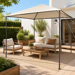 Gazebo Pavilion Tent Canopy 3x3m Outdoor Steel Frame Beige Shelter