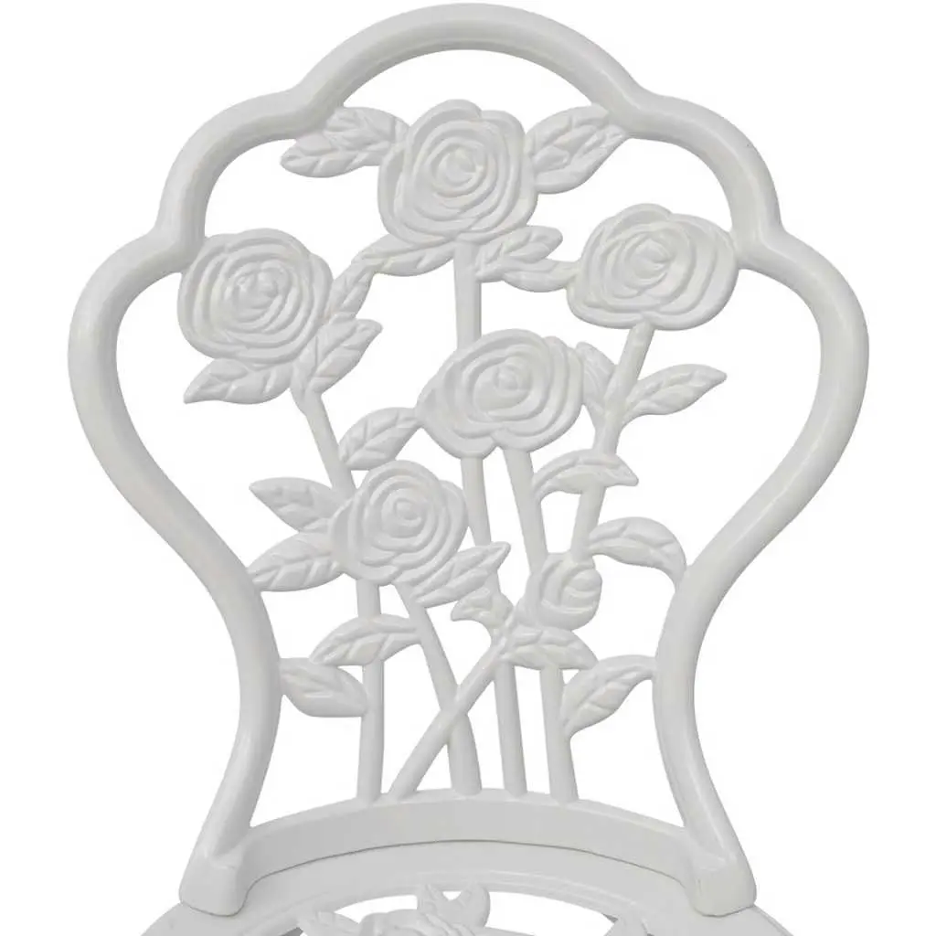 Outdoor Bistro Chairs 2 pcs Cast Aluminium Garden Patio Seating White Floral