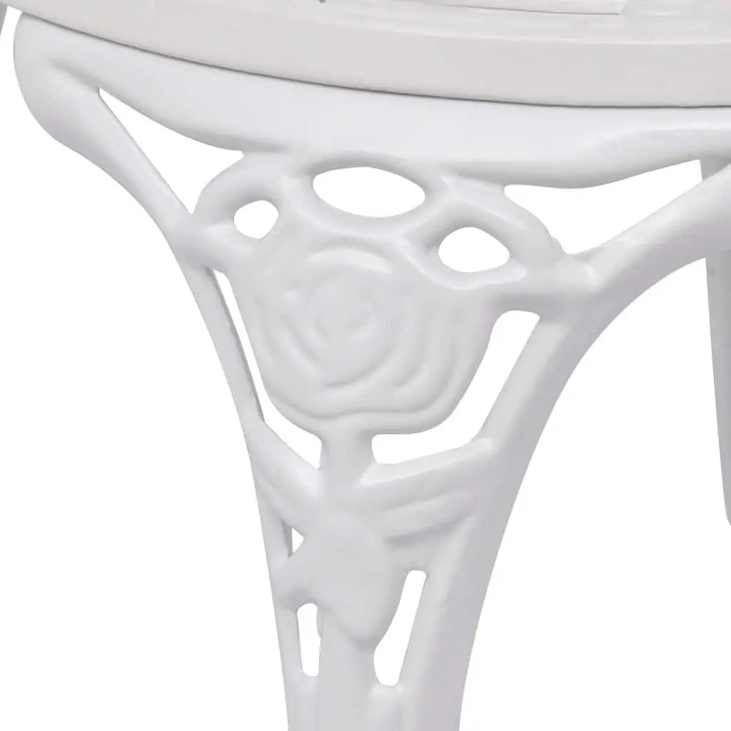 Outdoor Bistro Chairs 2 pcs Cast Aluminium Garden Patio Seating White Floral