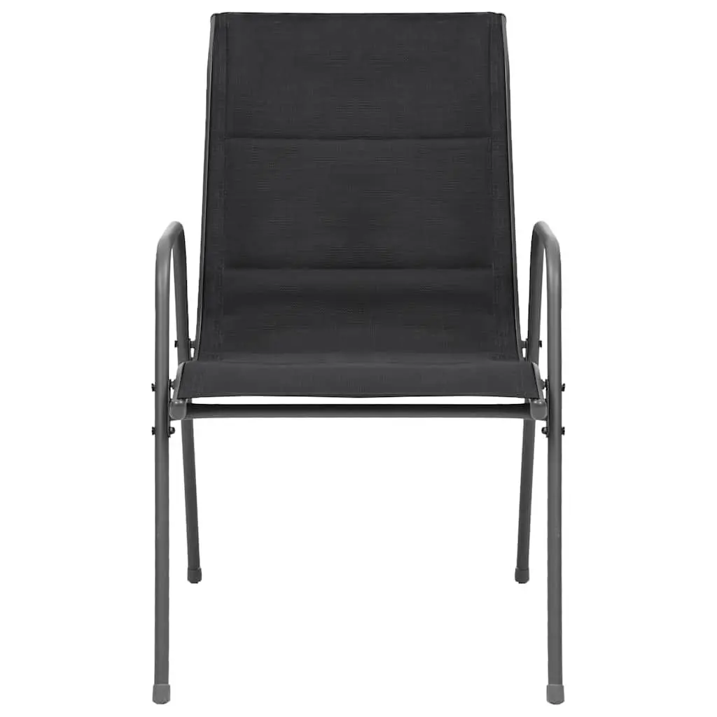 Outdoor Stackable Dining Chairs 6 Piece Set Steel Frame Garden Furniture Black