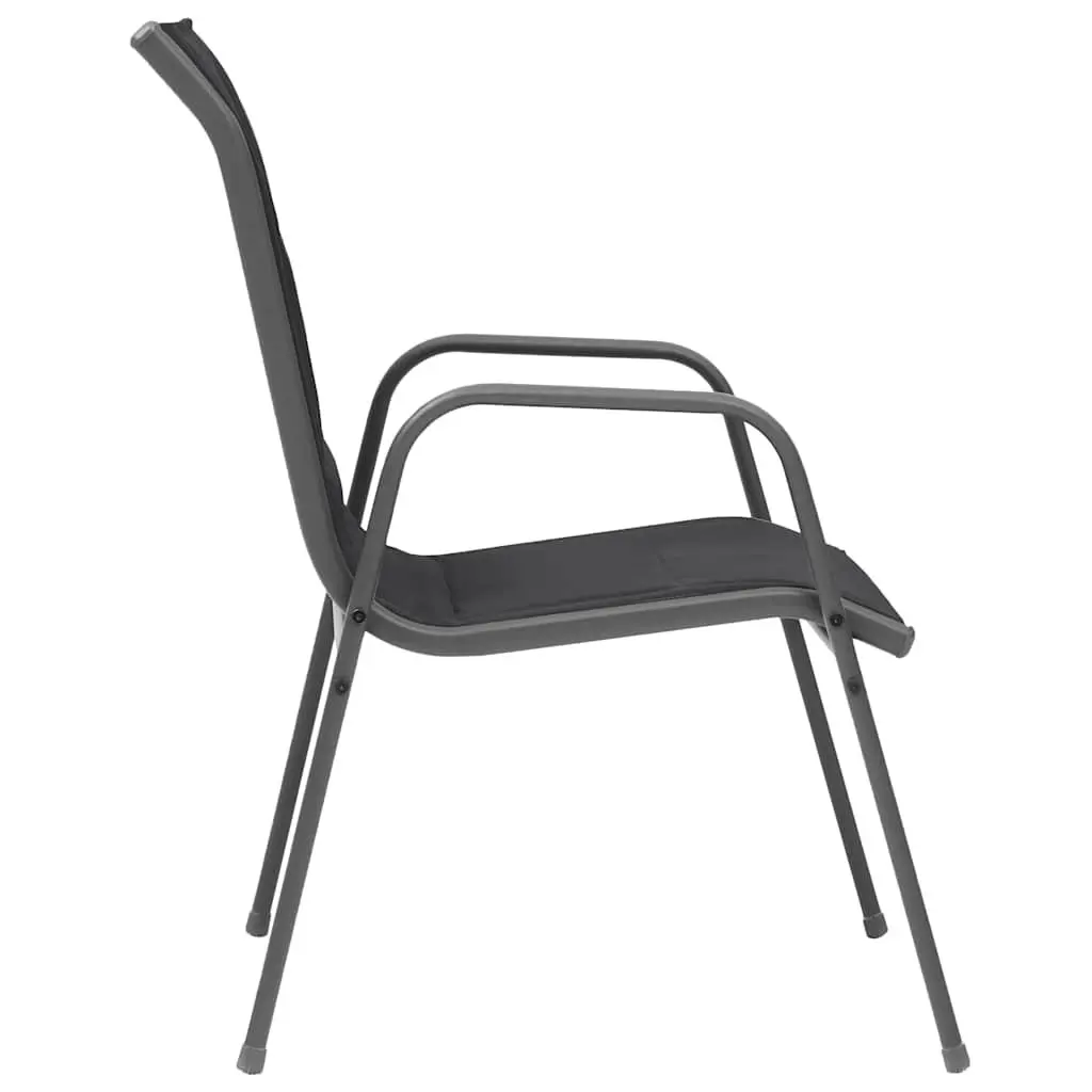 Outdoor Stackable Dining Chairs 6 Piece Set Steel Frame Garden Furniture Black