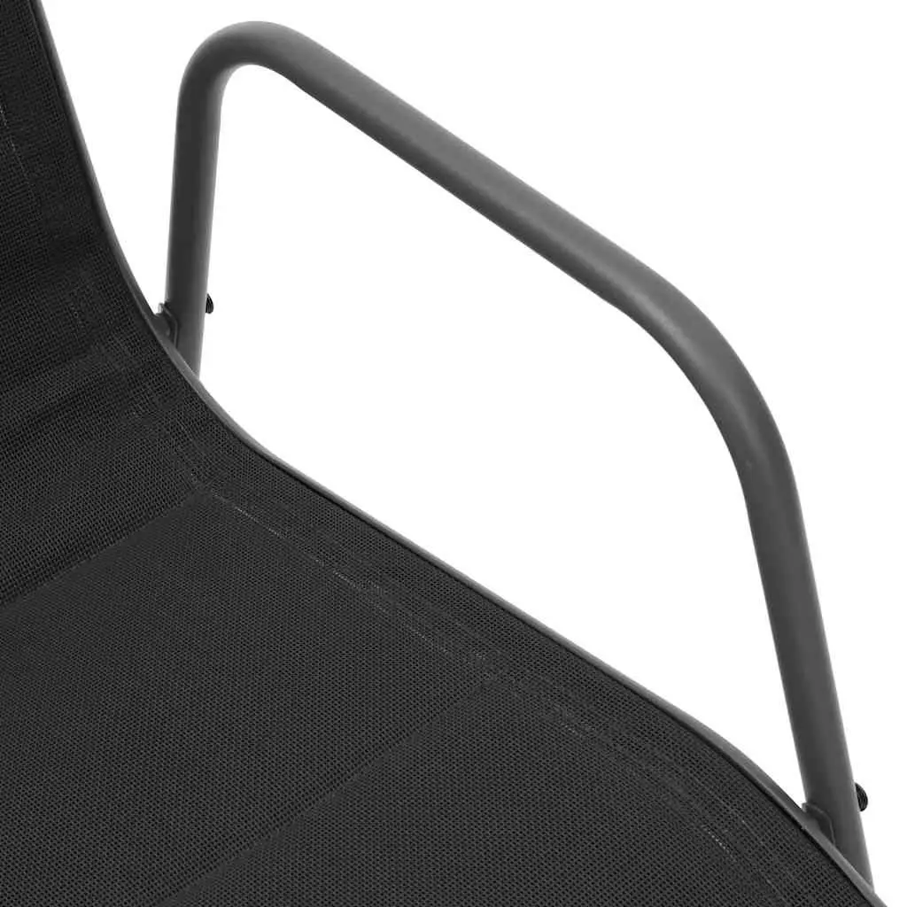 Outdoor Stackable Dining Chairs 6 Piece Set Steel Frame Garden Furniture Black