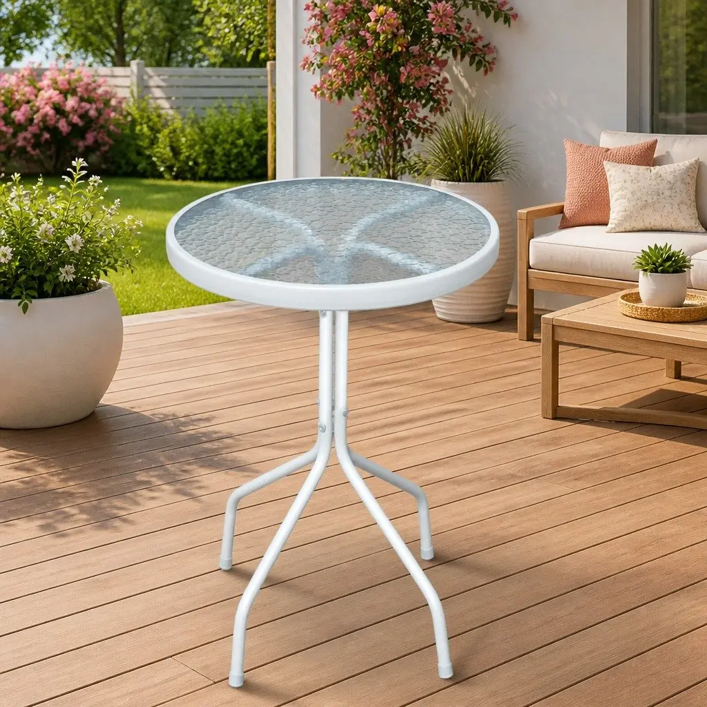Grey Round Bistro Table for Outdoor Fun