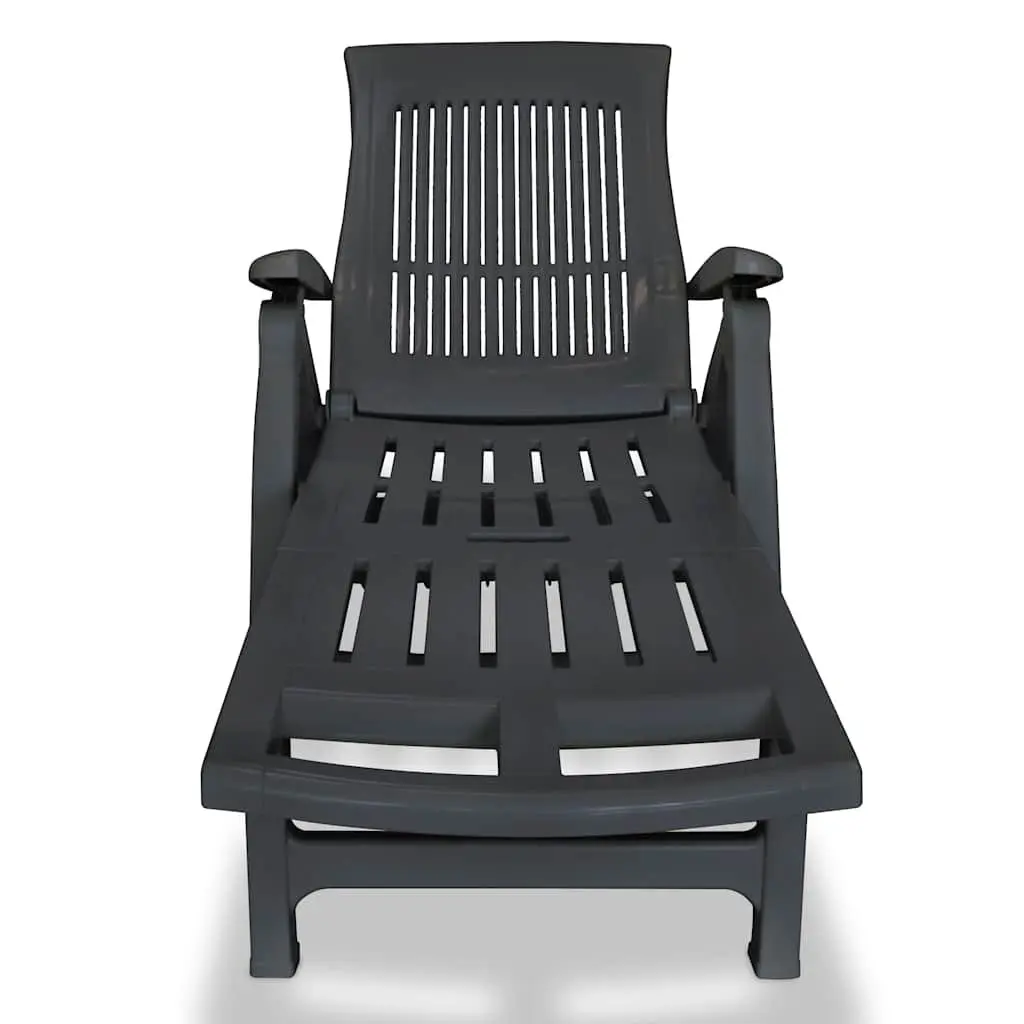Sun Lounger with Footrest Reclining 5 Position Anthracite Plastic Outdoor Deck Chair