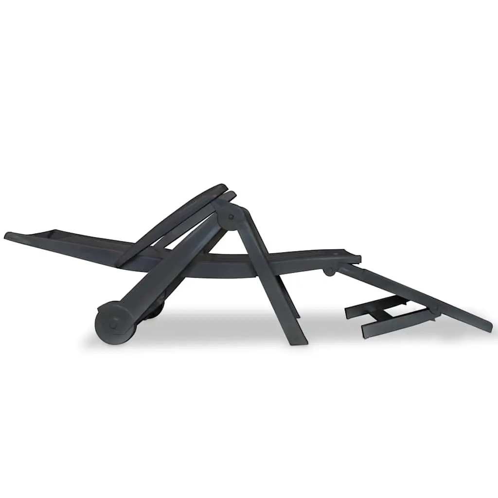 Sun Lounger with Footrest Reclining 5 Position Anthracite Plastic Outdoor Deck Chair