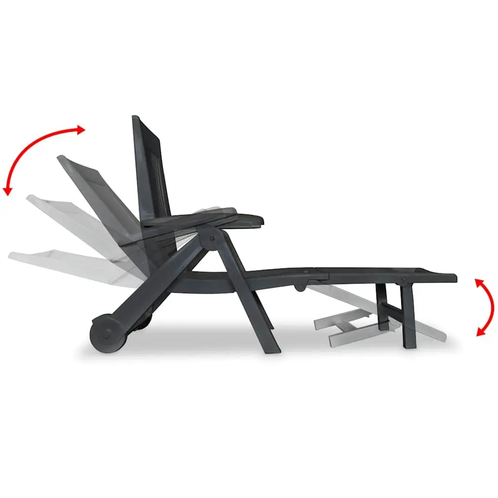 Sun Lounger with Footrest Reclining 5 Position Anthracite Plastic Outdoor Deck Chair
