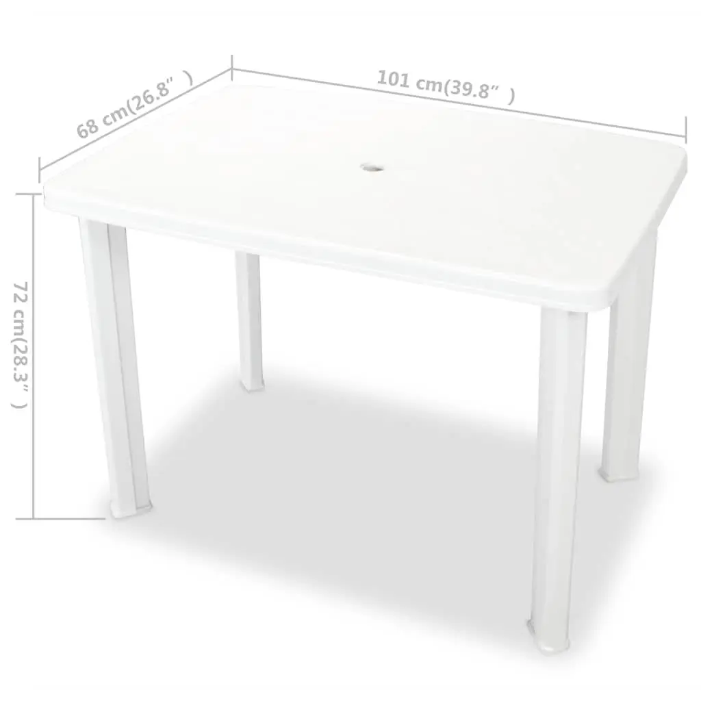 Outdoor Garden Dining Table Weather-Resistant White Plastic 101 x 68 x 72 cm