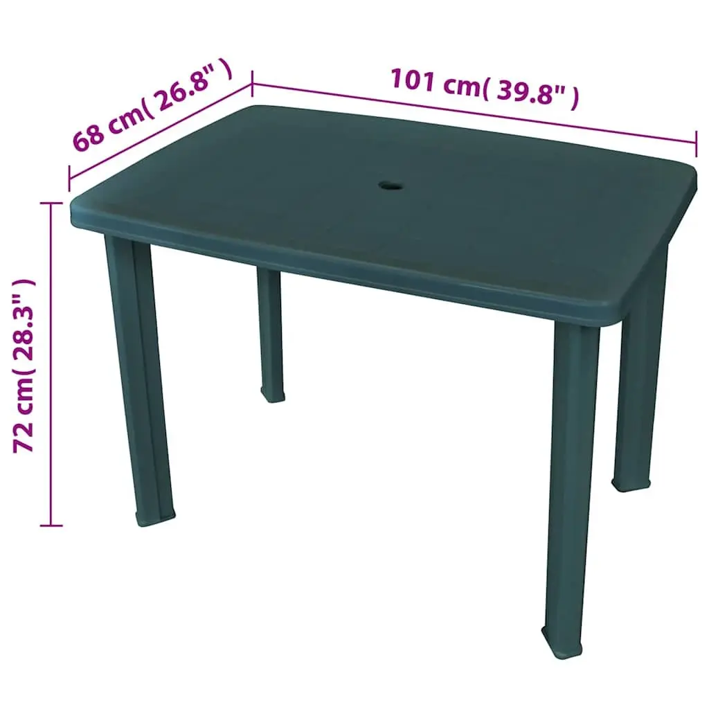 Outdoor Garden Dining Table Weather Resistant Plastic Patio Furniture Green