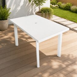 Outdoor Dining Table Weather-Resistant Plastic Patio Garden Furniture White