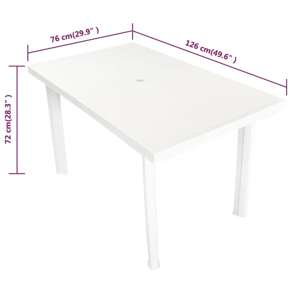 Outdoor Dining Table Weather-Resistant Plastic Patio Garden Furniture White