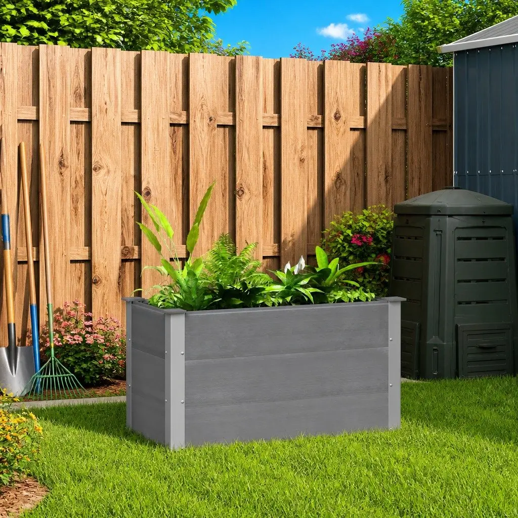 Garden Raised Bed Planter Weather Resistant 100x50x54cm Grey