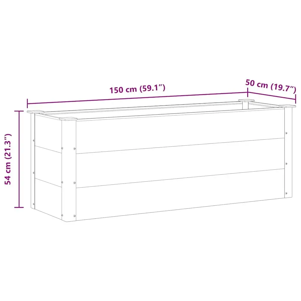 Outdoor Flower Plant Box Grey Durable Weather Resistant 150x50x54cm Garden Raised Bed Planter