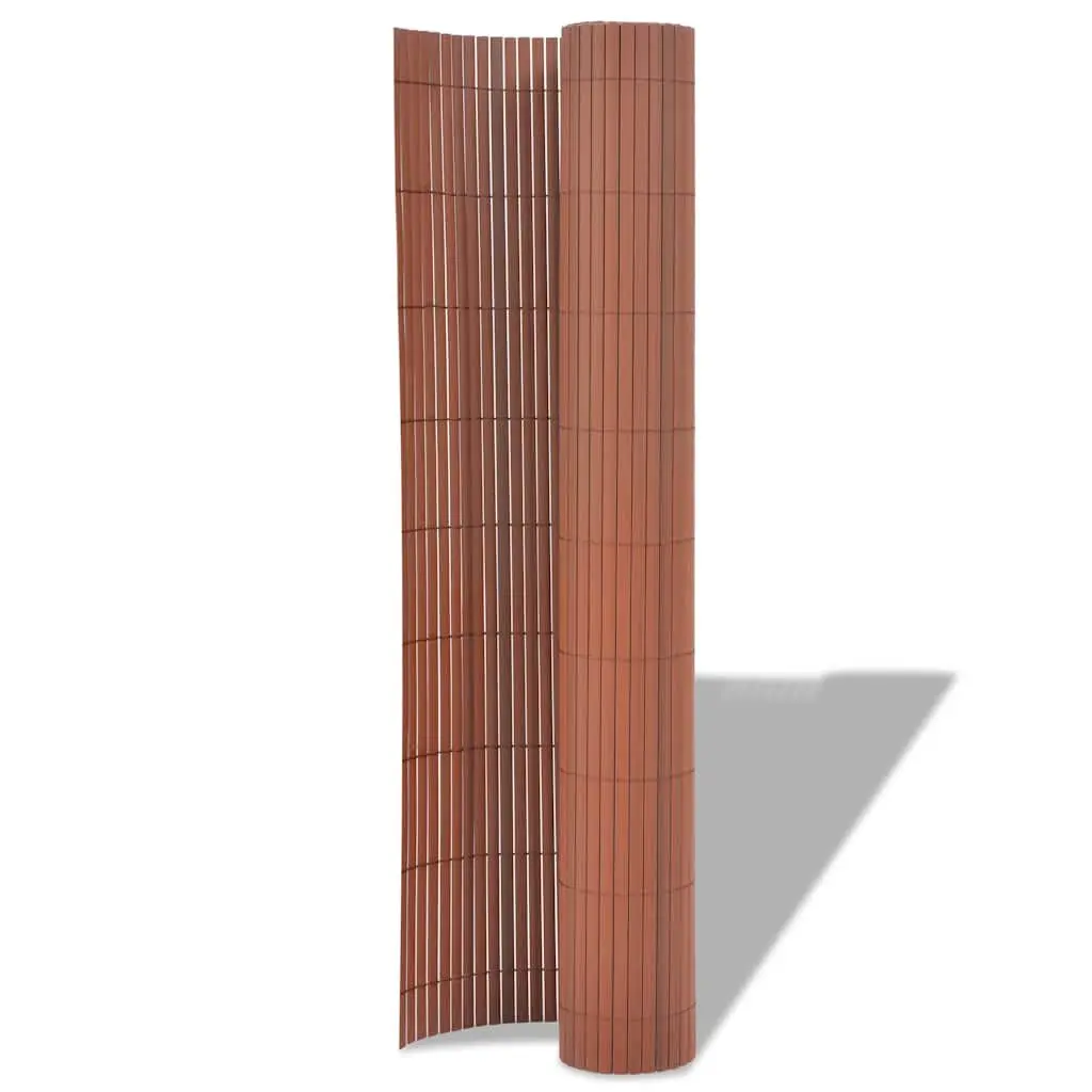 Garden Fence Panel Double-Sided PVC Brown 90 x 300 cm