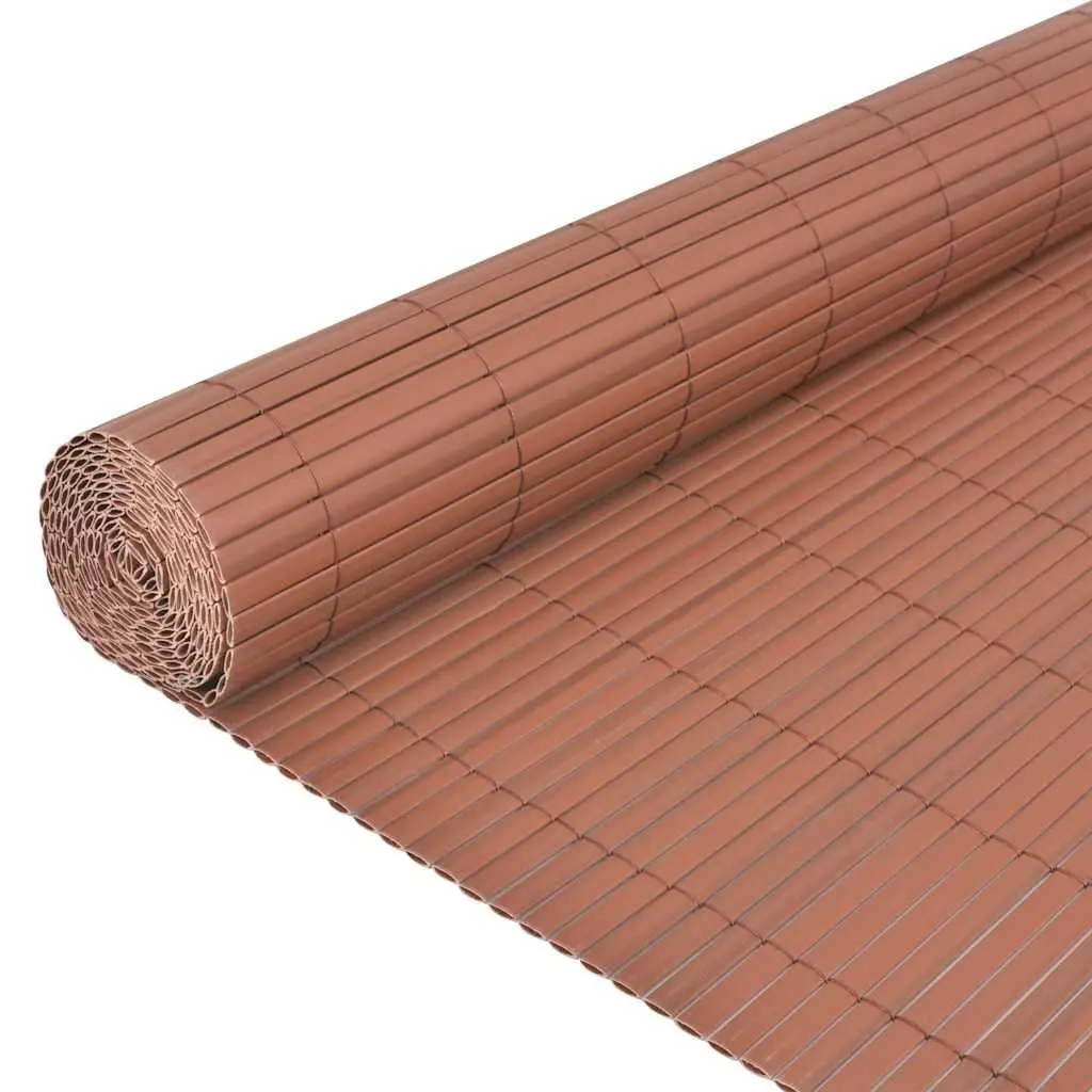 Garden Fence Panel Double-Sided PVC Brown 90 x 300 cm