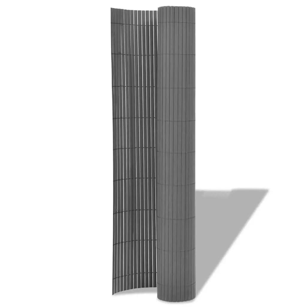 Double-Sided Garden Fence Panel PVC 90x500cm Grey Outdoor Screening Barrier