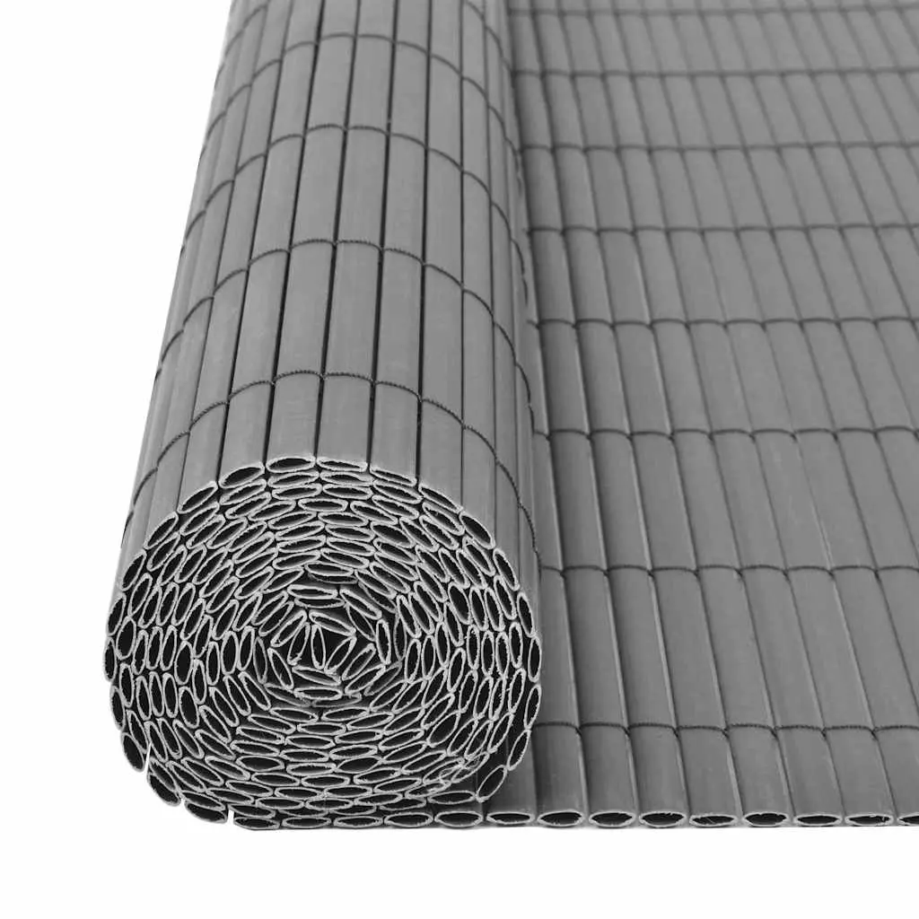 Double-Sided Garden Fence Panel PVC 150x500 cm Grey Outdoor Barrier Screening
