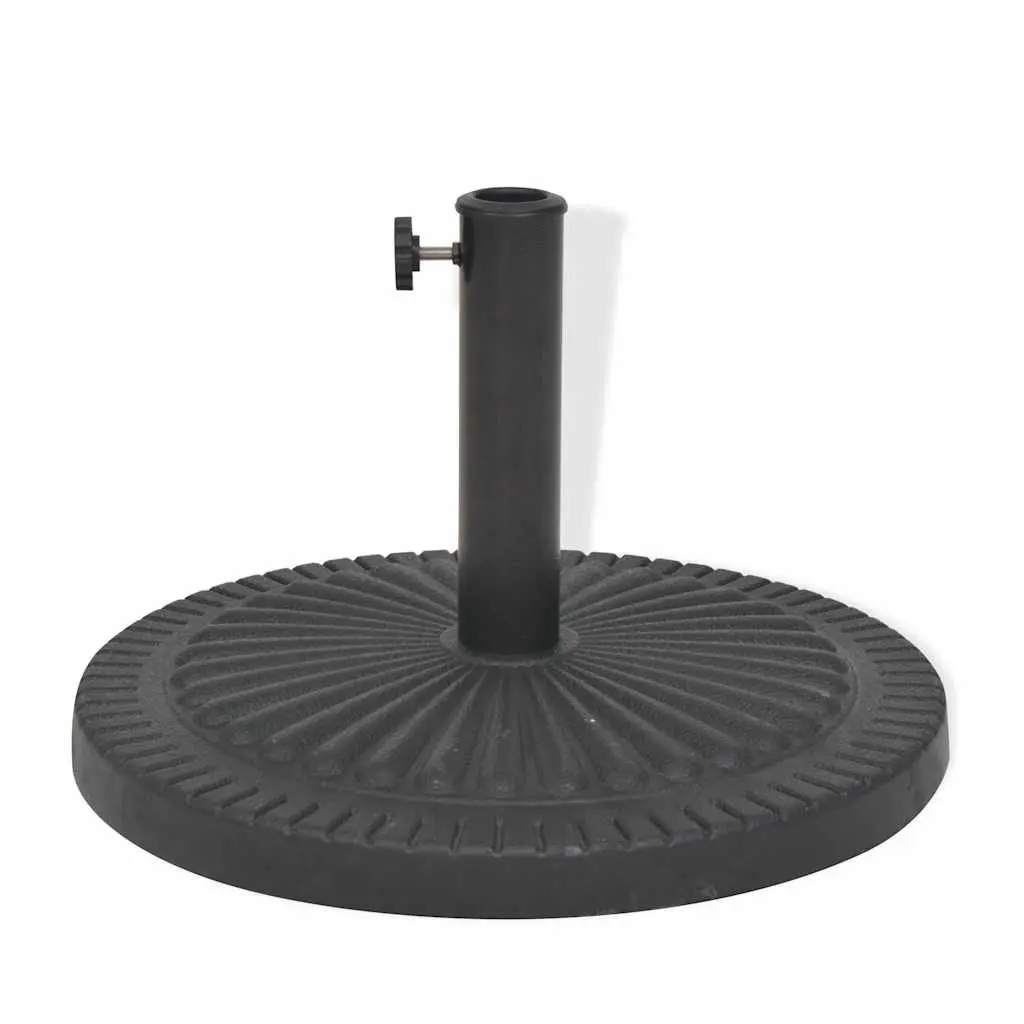 Parasol Base Resin Round Black Outdoor Umbrella Stand with Locking Bolt and Adapters