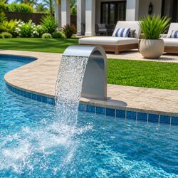 Pool Fountain Silver Stainless Steel Water Feature Decorative Garden Pond