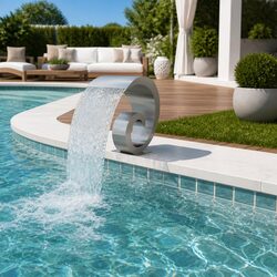 Pool Fountain Silver Decorative Water Feature Pond Garden Outdoor Waterfall