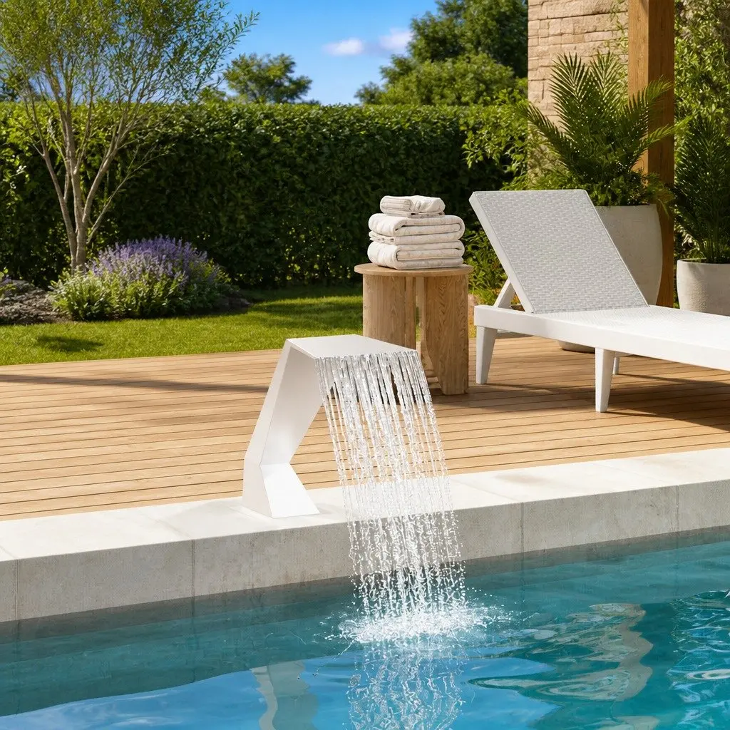 Outdoor Silver Pool Fountain