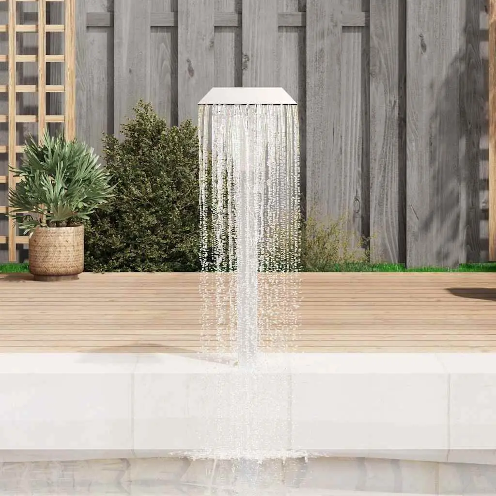 Pool Fountain Silver Stainless Steel Water Feature 50 x 30 x 90 cm
