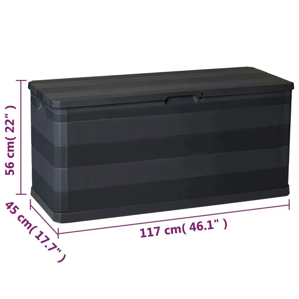 Garden Storage Box Outdoor Patio Deck Container Organizer Black 117x45x56cm