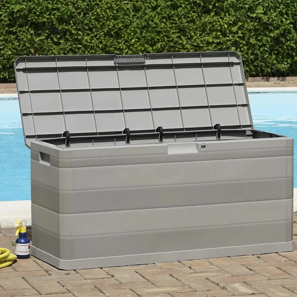Garden Storage Box Grey Outdoor Patio Deck Cushion Organizer 117 x 45 x 56 cm