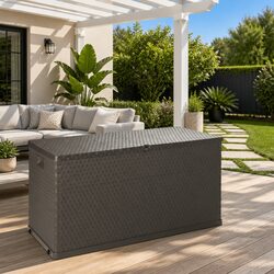 Garden Storage Box Brown Outdoor Patio Rattan Effect Furniture Deck Cushion