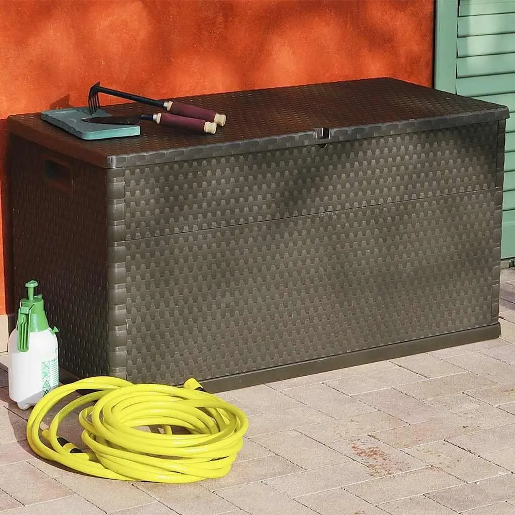 Garden Storage Box Brown Outdoor Patio Rattan Effect Furniture Deck Cushion
