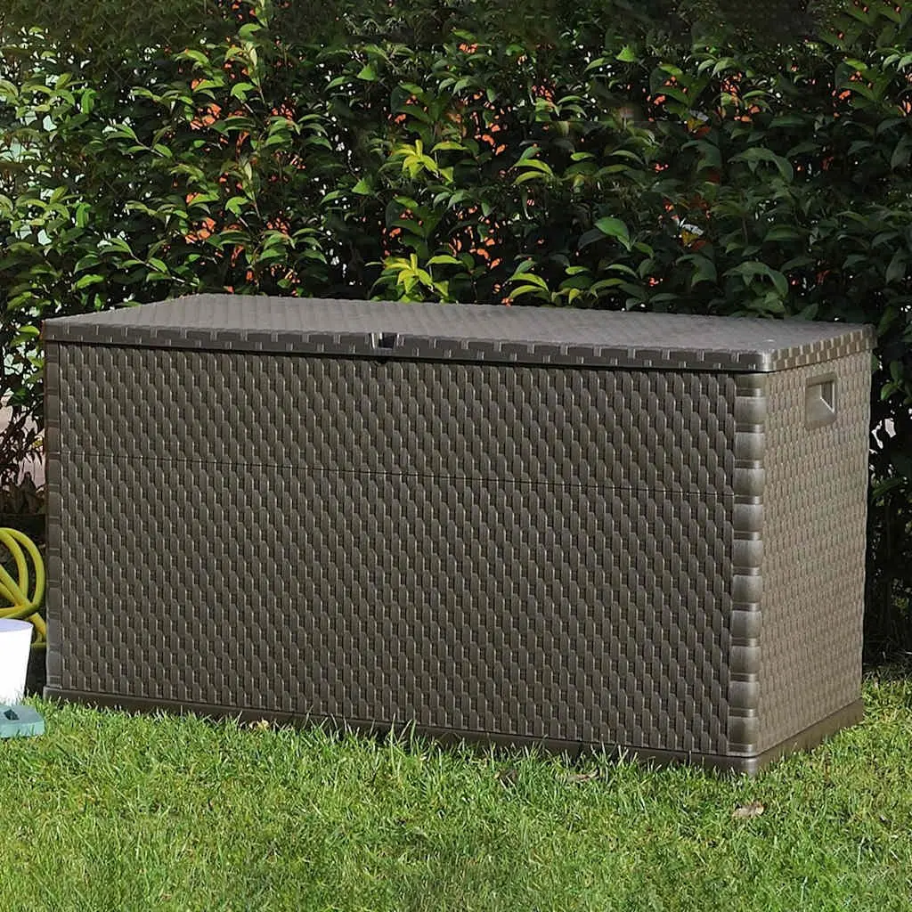 Garden Storage Box Brown Outdoor Patio Rattan Effect Furniture Deck Cushion