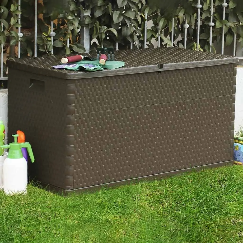 Garden Storage Box Brown Outdoor Patio Rattan Effect Furniture Deck Cushion