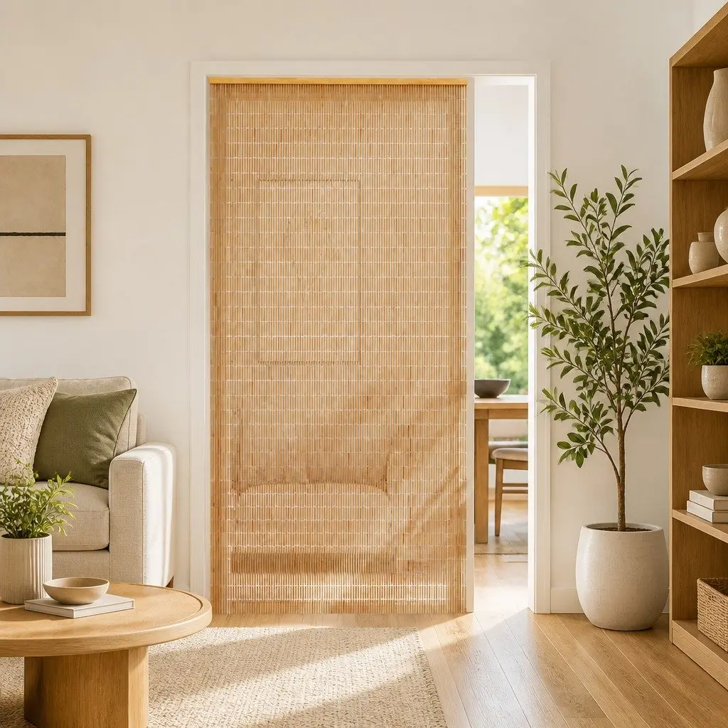 Bamboo Curtain Brown Insect Screen Door Privacy 120x220cm Natural Style