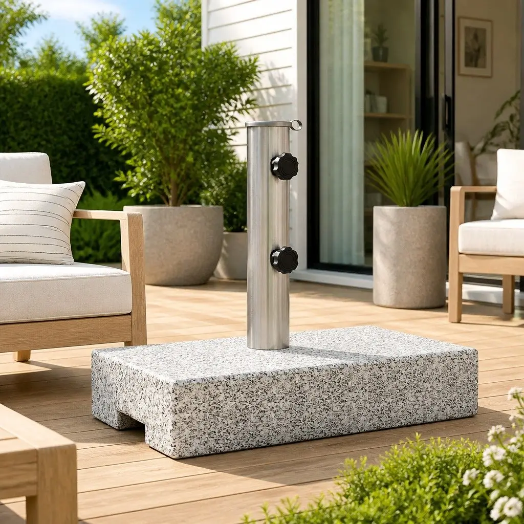 Granite Parasol Base Heavy Duty Rectangular 25kg Grey