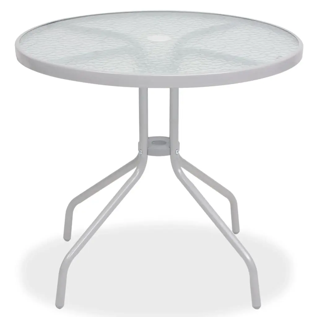 6 Piece Outdoor Dining Set Grey with Stackable Chairs Dining Table and Umbrella