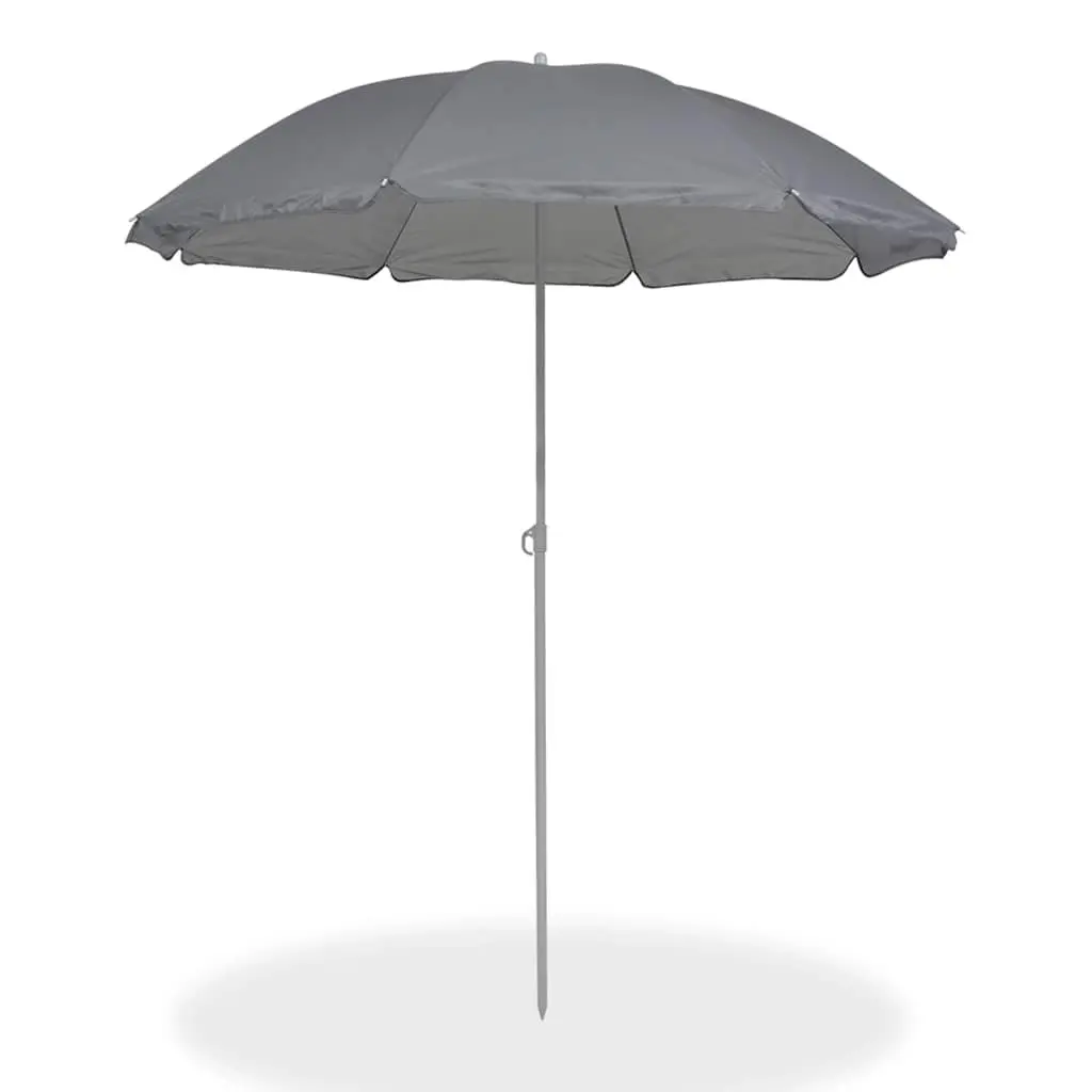 6 Piece Outdoor Dining Set Grey with Stackable Chairs Dining Table and Umbrella