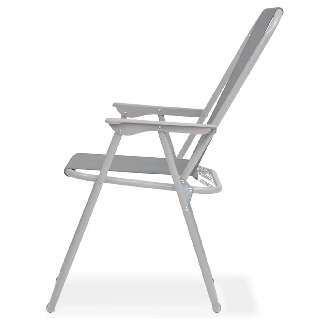 6 Piece Outdoor Dining Set Grey with Stackable Chairs Dining Table and Umbrella